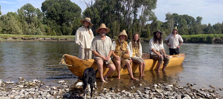 Dugout canoe crew with Star Turtle.