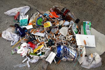 Trash on the beach.