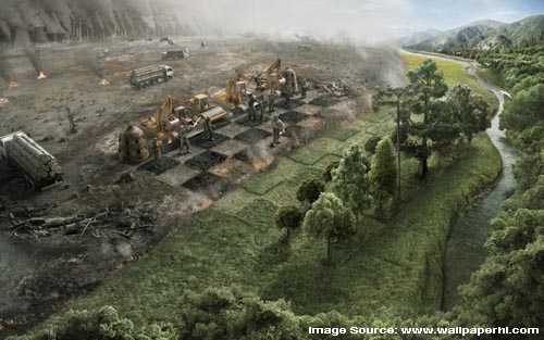 Chess game: machines versus the earth.